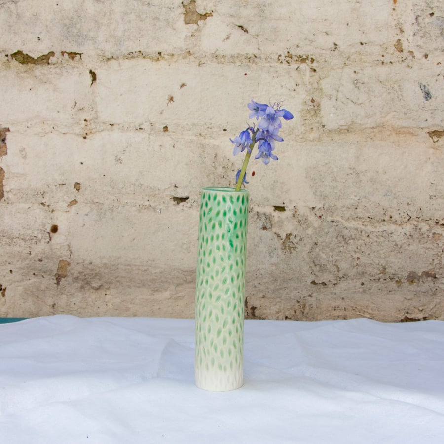 Green porcelain bud vase