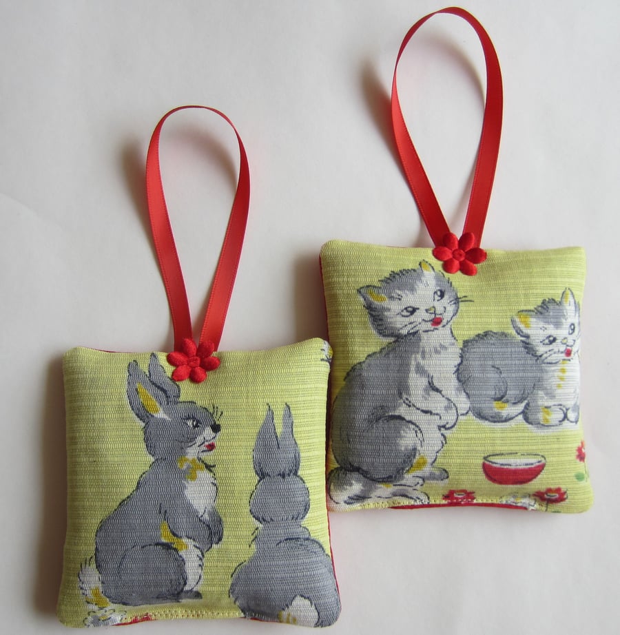 Beautiful Bundle 2 Vintage Lavender Bags with Hanging Loops