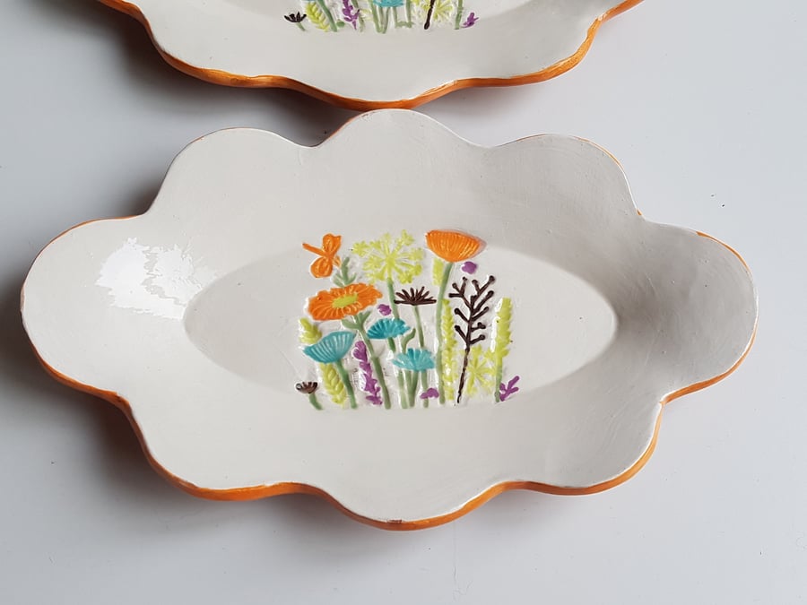 Fun Flower Print Ceramic Serving Platter