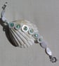 SALE - WhiteMother of Pearl Shell & Aqua Pearl Beaded Necklace & Bracelet Set - Image 7