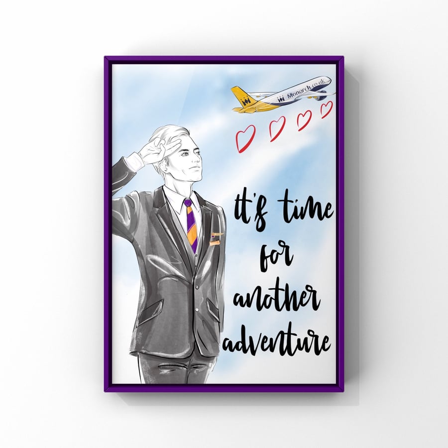 Male Monarch Cabin Crew Print Flight Attendant Poster