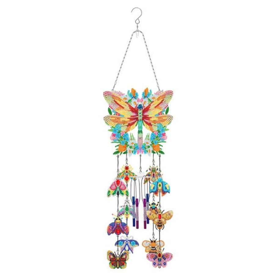 5D DIY Dragonfly Insect Windchime Diamond Art Kit Crystal Embroidery Rhinestone 