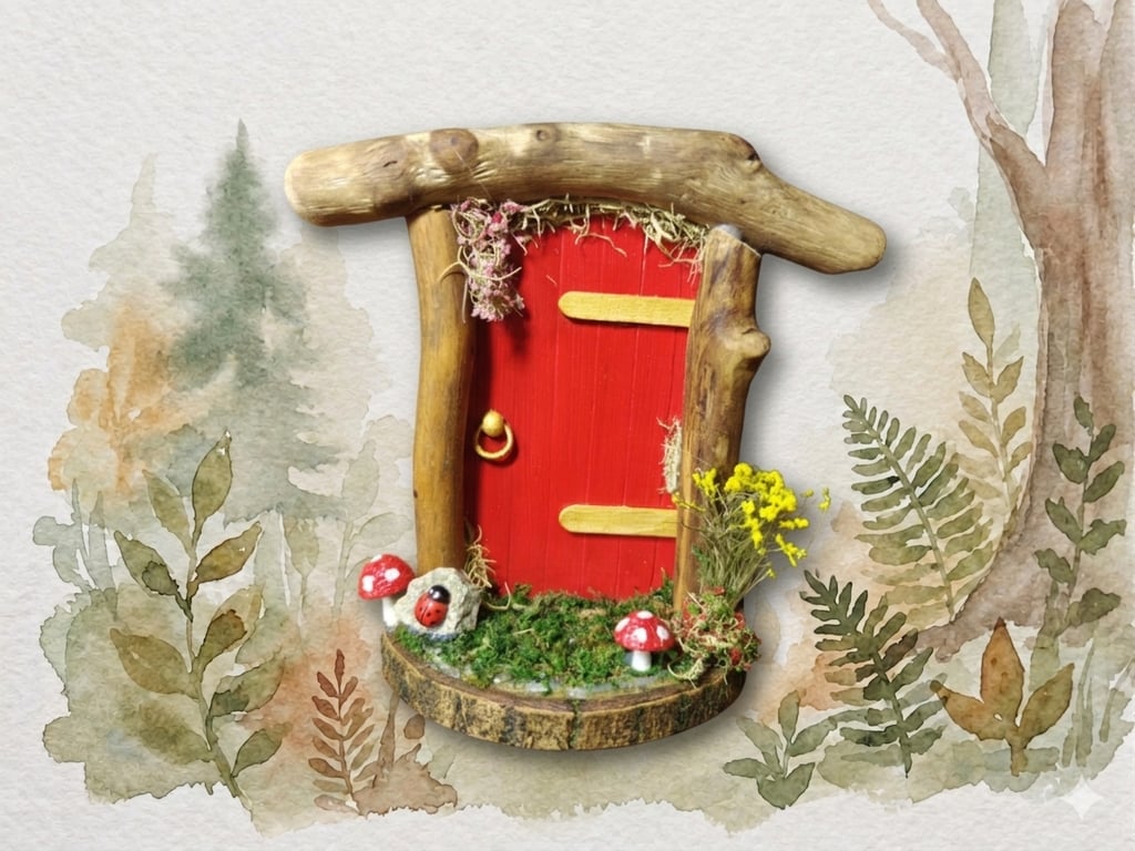 Handcrafted driftwood fairy door.