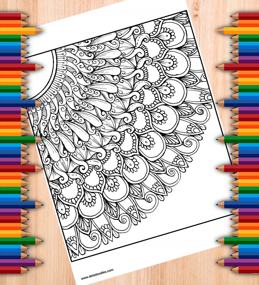 Digital Colouring Page - Quarter Mandala