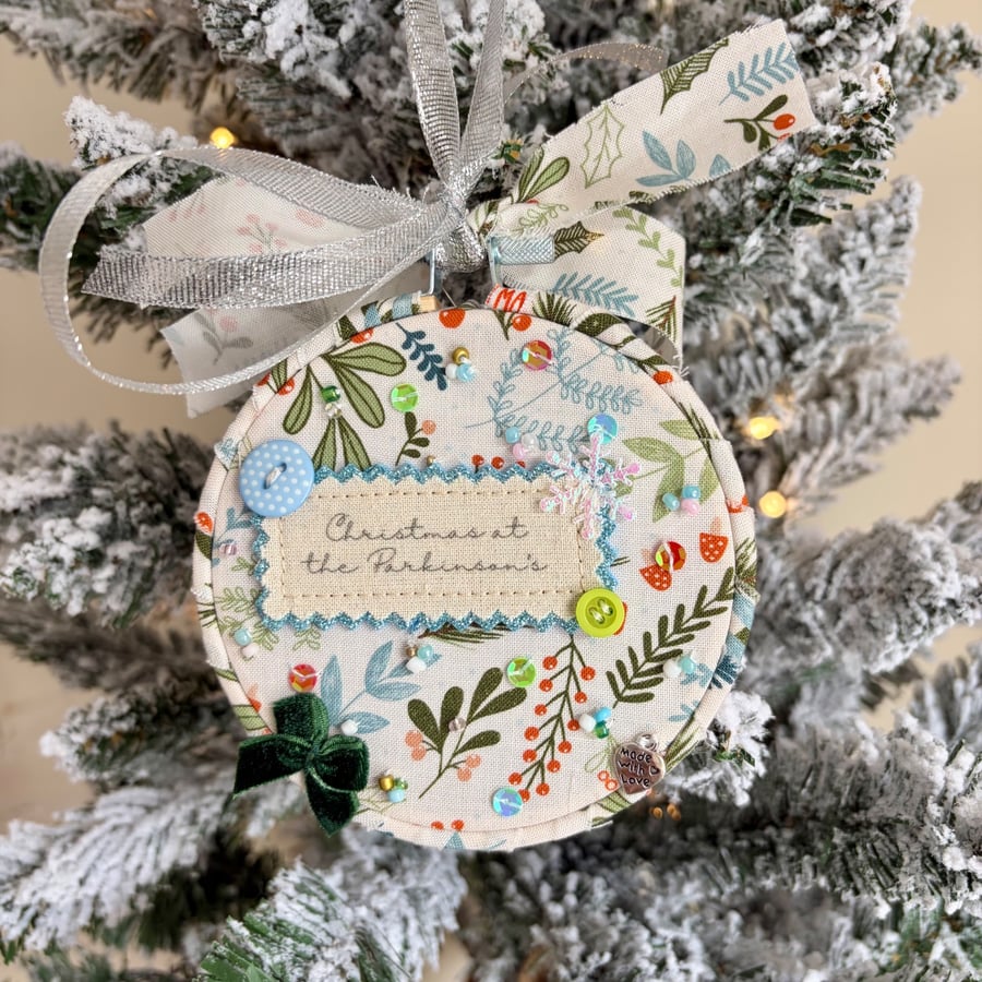 Personalised Mistletoe Foliage Bauble - Christmas At Family Hoop 