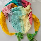 Multicoloured pastel triangle scarf