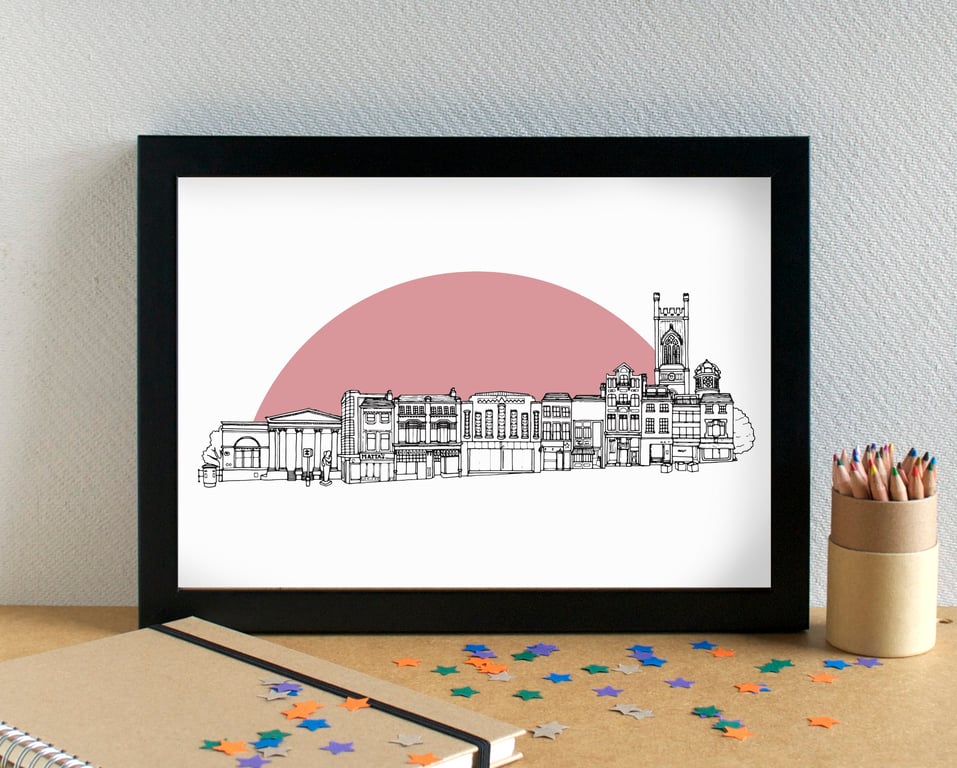 Bold Street Liverpool Landmarks Skyline Art Print