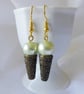 Mint & Chocolate Ice Cream Cone Earrings with gold plated ear-wires - Image 3