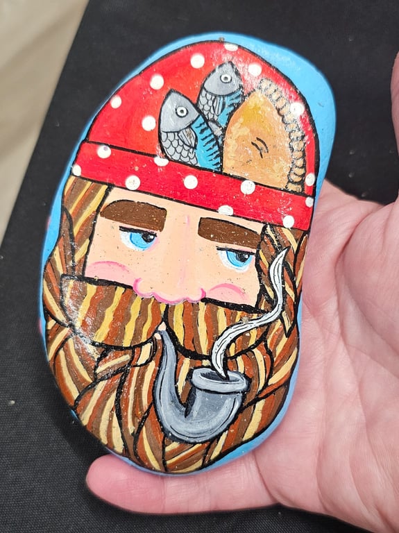 Hand Painted Fisherman Rock 4