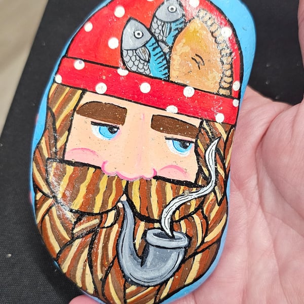 Hand Painted Fisherman Rock 4