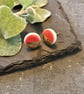 Ceramic button earrings - Coral - Image 1
