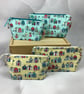 Beach huts makeup bag, Seaside zip bag, 2 size and colour options, Handmade - Image 1