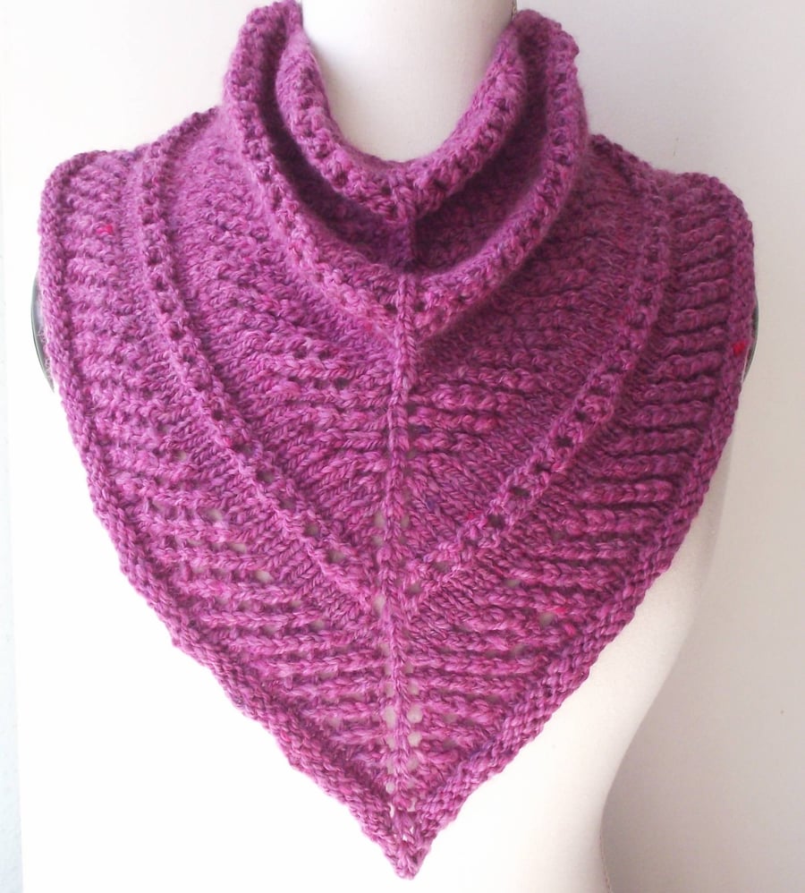 Cowl, Scarf, Neckwarmer, or Kerchief Cowl, Handspun, Knitted, Pink Merino 