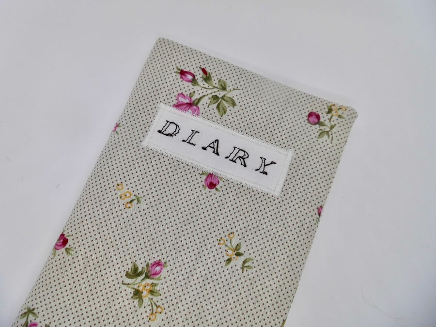 CLEARANCE Diary with fabric cover pink rosebuds