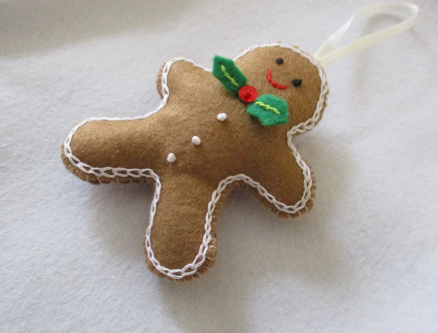 Felt Gingerbread Man - Scented - Decoration - Ornament - Holly