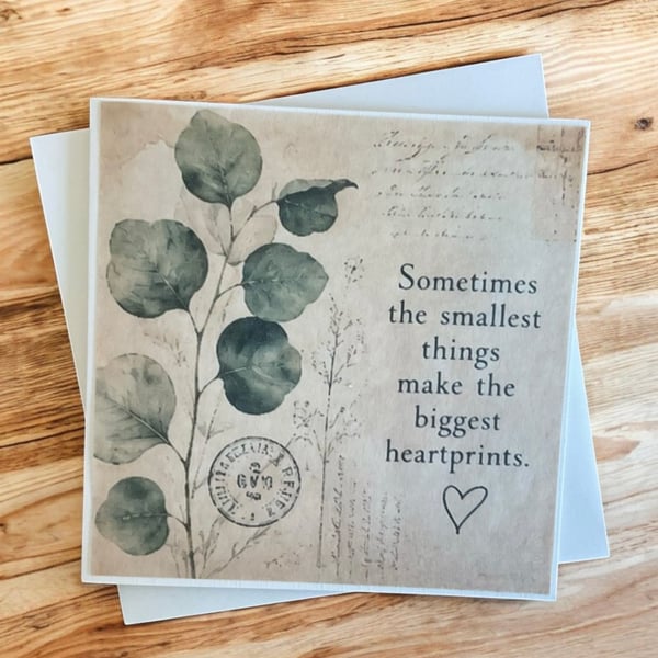 Vintage Botanical Greeting Card. Handmade Parchment Paper Card. Thinking of You