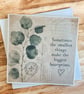 Vintage Botanical Greeting Card. Handmade Parchment Paper Card. Thinking of You