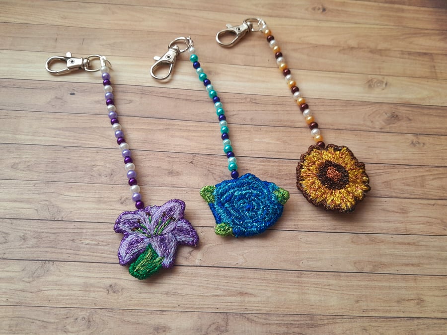 Hand Embroidered Scissor Fob