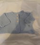 Blue, 100% wool, handknit baby cardigan.