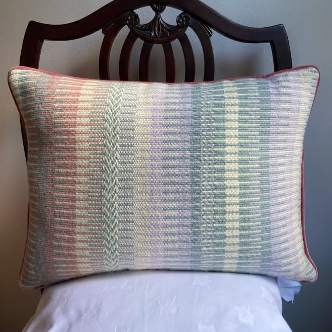 Rosanna cushion: Pastel Pink. Handwoven in Wales