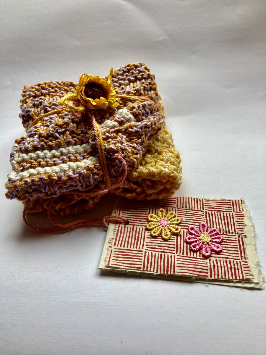 eco friendly hand knitted cotton dishcloths 