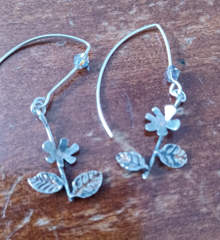 Silver flower earrings
