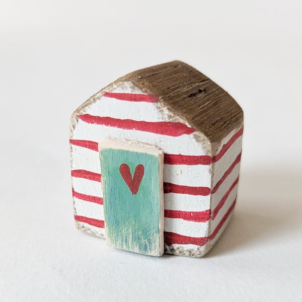 Teeny Hand Painted Wooden Beach Hut
