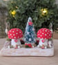 Handmade Wooden Toadstool Christmas Decoration 