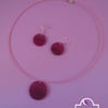 Round Pink Agate Necklace and Earring Set