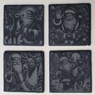 Santa Slate Coaster Set – Father Christmas, St. Nick & All His Jolly Names!