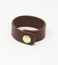 Plain leather wristband - brown - Image 2