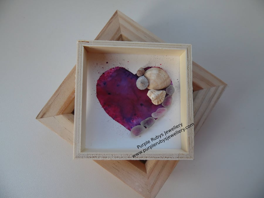 Heart of Cornwall Purple & Red Tie-Dye Sea Glass Picture P186