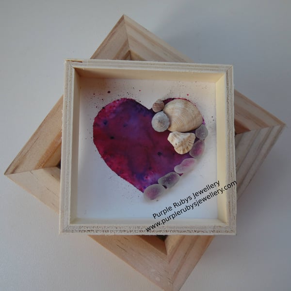 Heart of Cornwall Purple & Red Tie-Dye Sea Glass Picture P186