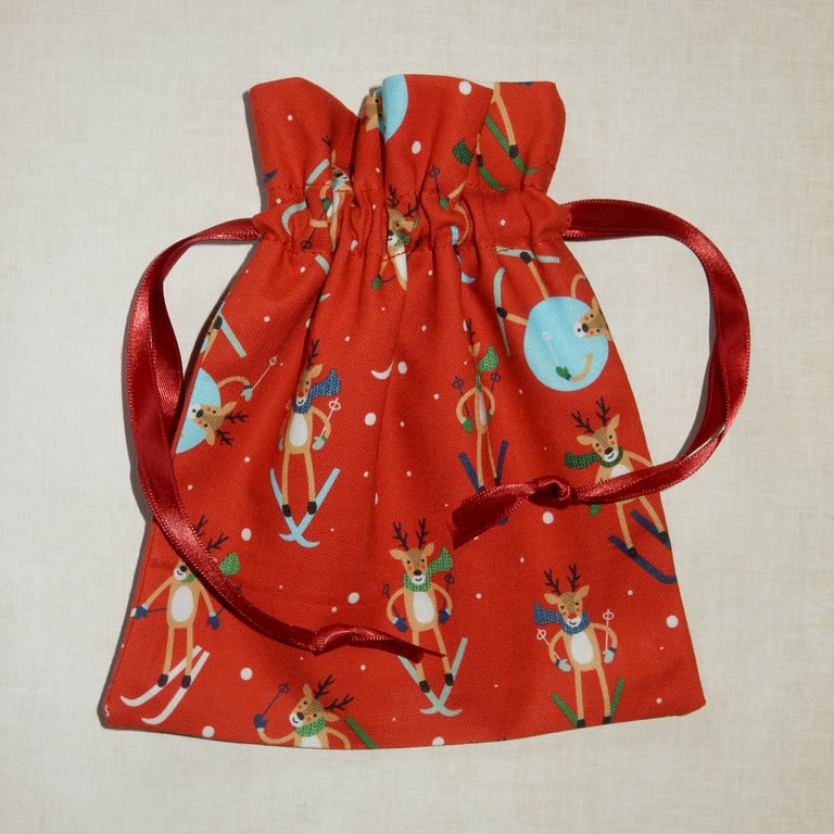Christmas gift bag skiing reindeer