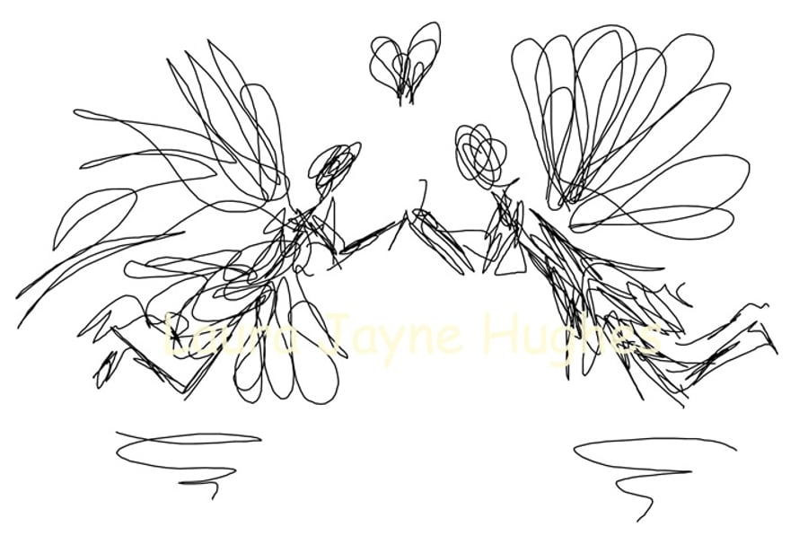 'Lovers' Scribble Fairies Collection, A4 print