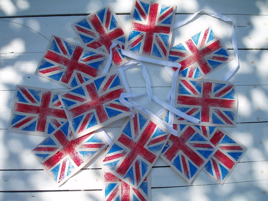 Hand printed Union Jack Jubilee bunting