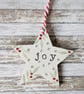 Hand Painted Wooden Star Hanging Decoration 'Joy'