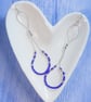 Drop earrings with silver chain, beads and dark blue seed beads  - Image 1