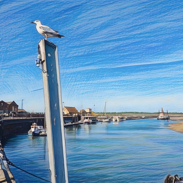 Gull & Harbour Wells-Next-Sea Norfolk Greeting Card A5 