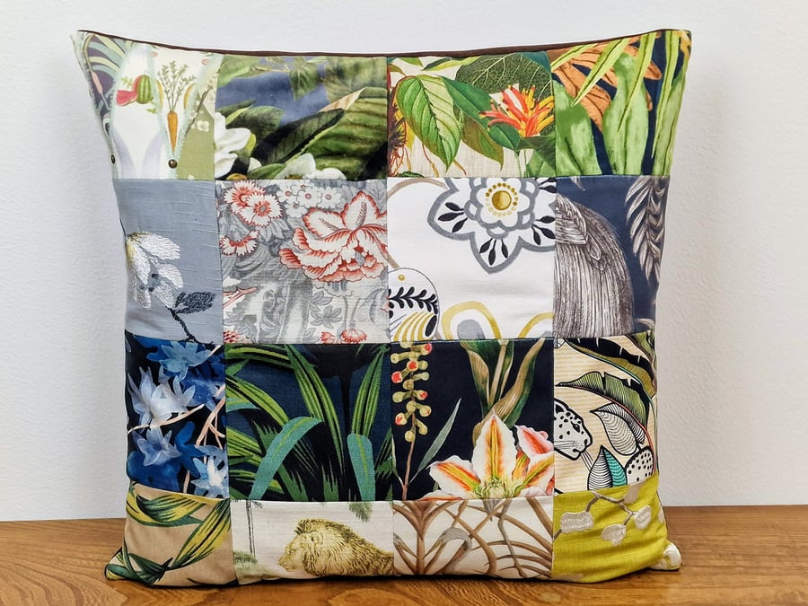 Handmade 48cm x 48cm patchwork cushion cover 