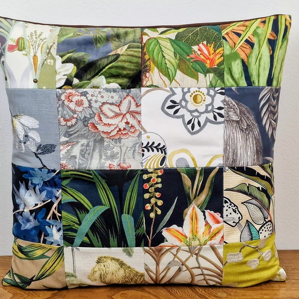 Handmade 48cm x 48cm patchwork cushion cover 