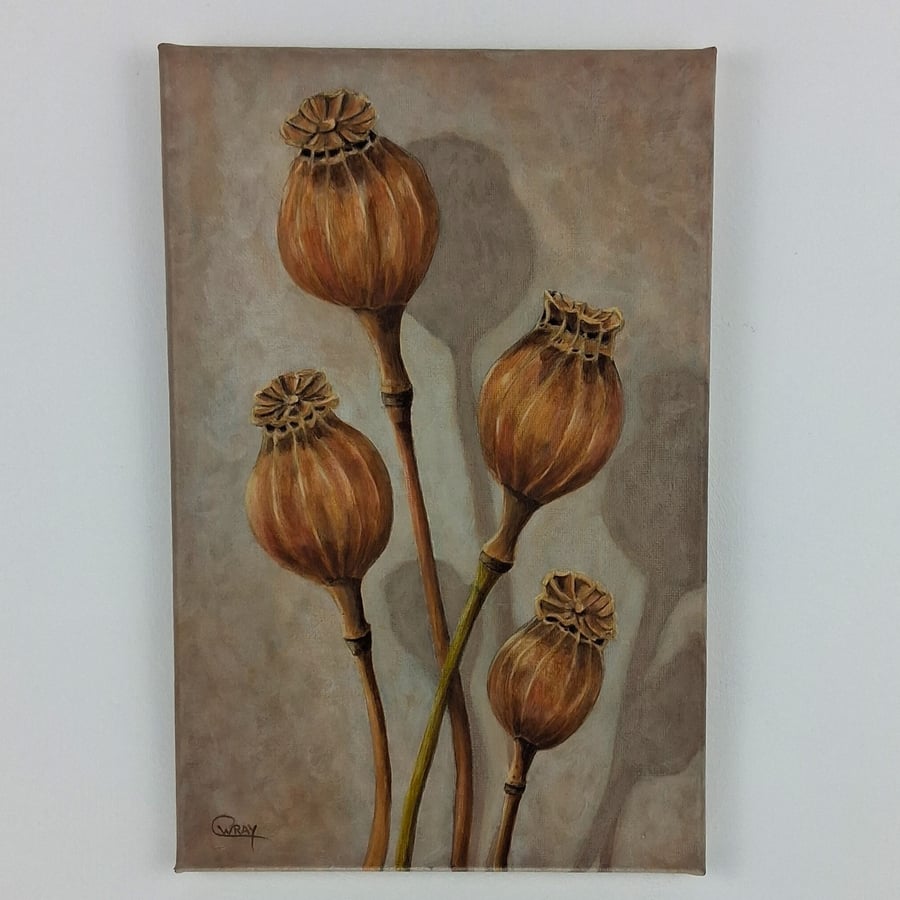 Poppy Seed Pods Acrylic Painting on canvas