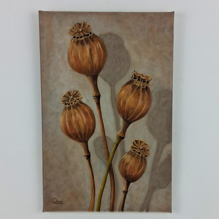 Poppy Seed Pods Acrylic Painting on canvas