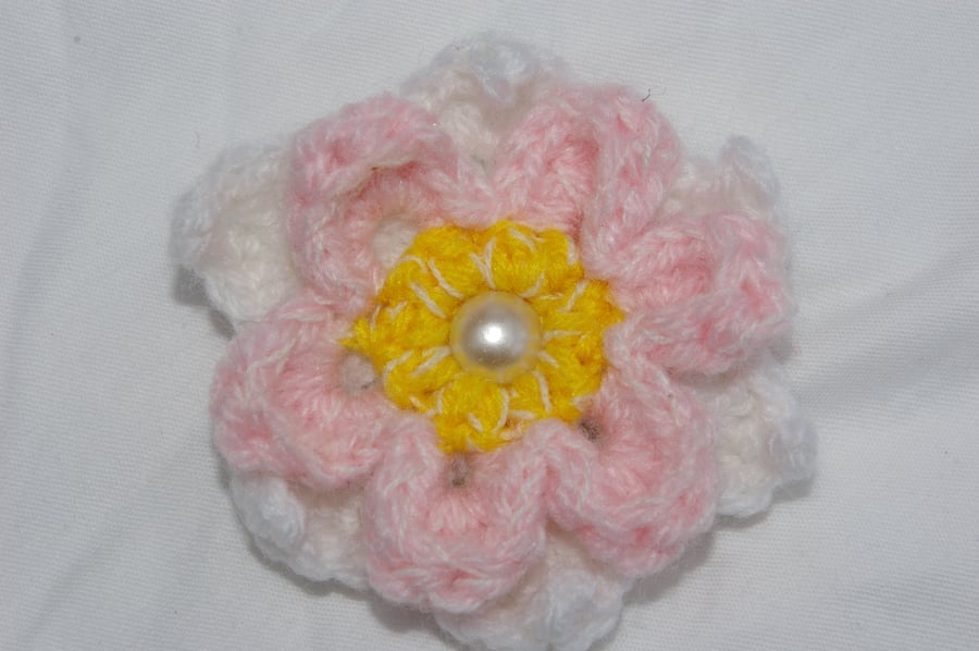Hair Clip Crochet Flower 