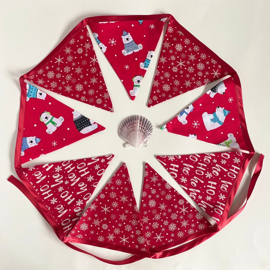 Christmas Polar Bear bunting - large - reversible 