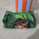 Handmade large tiger print wash bag