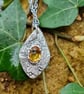 Silver Leaf Nature Pendant with Large Citrine Gemstone - Image 4