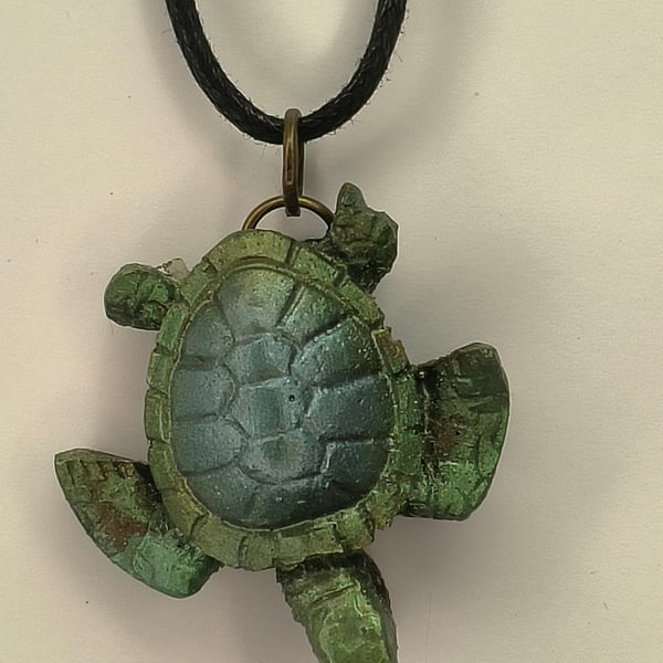 Greeny blue Turtle Tortoise resin Pendant