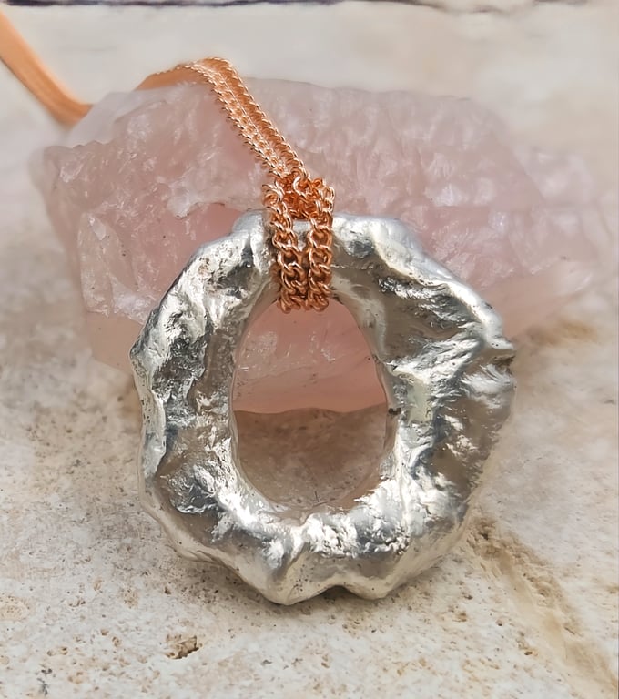 Molten Sterling Silver Pendant Necklace, Handmade Organic Jewellery
