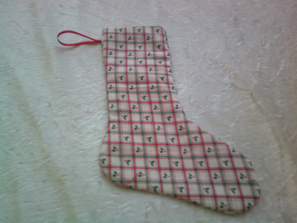 "Tartan" Squares with holly 7.5 inch Stocking